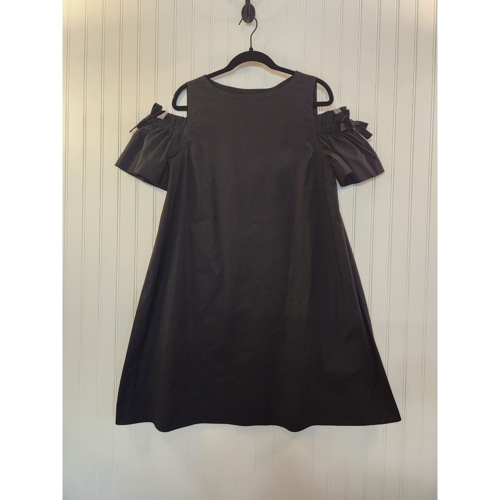J. Jill Black Cold Shoulder Bow Sleeve Shift Dress Womens Size M Boho Flowy
